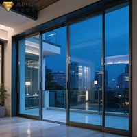 Porte coulissante en verre en aluminium personnalisable, cadre étroit, ouverture automatique, portes coulissantes en verre extérieures pour maisons et commerces