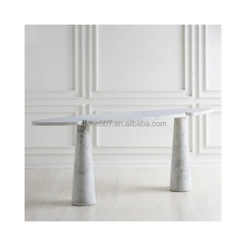 SHIHUI di lusso Design moderno in pietra naturale forma ovale ingresso corridoio angolo tavolo Cararra bianco marmo Console tavoli