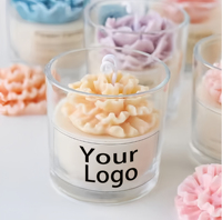 Tasses en verre Vente en gros Fleurs de pivoine Bougies parfumées en cire de soja Convient comme cadeau parfumé pour les copines