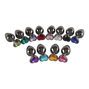 3 teile/satz Helle Schwarz Herz Liebe Metall <span class=keywords><strong>Anal</strong></span> Plug Kristall Edelstahl Sex Spielzeug Butt Plug Sex Produkte - Product Image 2