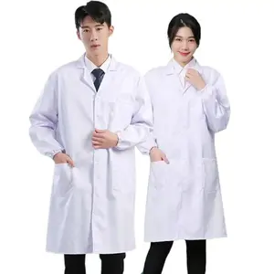 Blouse blanche Laboratoire Protection chimique Vêtements de travail Lycée Entrée Examen Poussière Docteur Alimentaire Usine Étudiant Blouse de laboratoire - Product Image 2