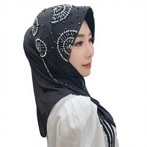 ผ้าคลุมศีรษะแบบสวม ฮิญาบสตาร์ อะโมย ผลิตจากวัสดุผสม นุ่ม ดีไซน์ขอบหมวกแบบฟองน้ำ ประดับคริสตัล สะดวกต่อการสวมใส่ (พู่เดี่ยว) ใช้ได้ทุกฤดู - Product Image 1