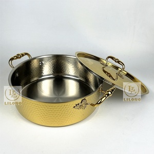 Pentola da Cucina in Acciaio Inox 304 di Alta Qualità, 30/32CM, Finitura Martellata Dorata con Coperchio - Product Image 2