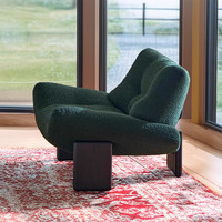 Fauteuil simple moderne en bouclette de laine d'agneau, fauteuil en bois de frêne blanc, mobilier de salon minimaliste de luxe pour la maison
