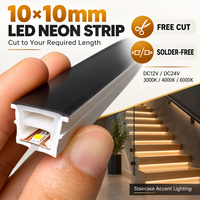 Lampu LED Neon Strip Trim Putih dengan Tepi Hitam, Neon Flex Tanpa Bingkai, Pencahayaan Linear untuk Lemari, Rak, dan Furnitur