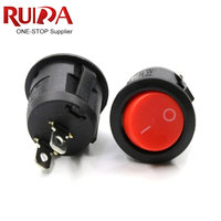 Interrupteur à bouton SPST à dessus rouge rond de haute qualité 6A 250VAC 2 broches Kcd1-1 sur interrupteur à bascule