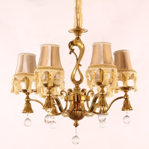 Candelabro de latón antiguo estilo francés clásico cobre cristal K9 lámpara colgante - Product Image 3