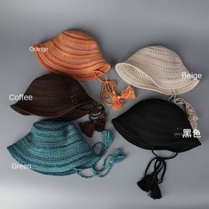 2025 New Fashion High Quality Breathable Hollow Out Knitted <b>Bucket</b> <b>Hat</b> Spring Summer Travel Casual <b>Strings</b> Fisherman <b>Hat</b> - Product Image 2