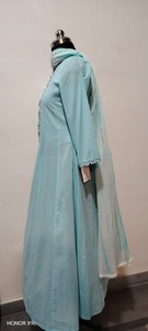Ensemble Kurti Duppata long en coton 100% pur, broderie ethnique verte, pour femmes, pour les fêtes et la famille - Product Image 2