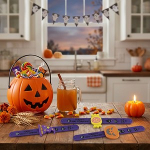 Braccialetto Slap in Silicone PVC Spaventoso per Feste di Halloween: Zucca e Fantasma - Product Image 5