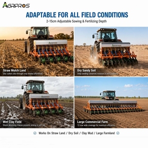 Semoir de précision pour blé sans labour avec fertiliseur, 6-9 rangs, espacement réglable, pour l'agriculture - Product Image 3