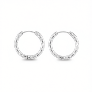 เอมี่ เอมี่ ฮูปต่างหูโลหะผสมชุบเงิน สไตล์คลาสสิกสำหรับผู้หญิง PE2735 - Product Image 3