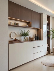 Comptoir en quartz, meubles de cuisine modernes sur mesure, armoires de cuisine en forme de L <span class=keywords><strong>sans</strong></span> poignées, finition blanc brillant - Product Image 6
