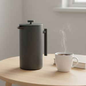 Cafetière à piston double paroi 34 oz avec revêtement gris et logo personnalisé, en <span class=keywords><strong>acier</strong></span> inoxydable 304 - Product Image 2