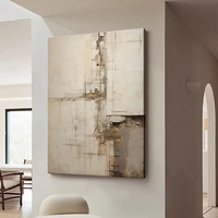 Beige Wabi Sabi Wall Art Minimalisme Abstrait Peinture À L'huile Grand 3D Texturé Toile Moderne Beige Abstrait Décor À La Maison