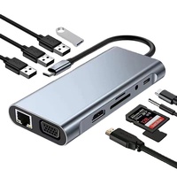 11 en 1 Type C Hub 4K 30Hz USB C vers HDMI compatible USB 3.1 adaptateur convertisseur Station d'accueil séparateur pour MacBook Pro Air