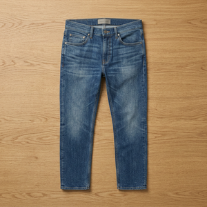Jeans de Mezclilla Tejida para Hombre, Corte Slim Fit, Color Azul, Cintura Media, Lavado Claro, Algodón Sólido de Secado Rápido, Estilo Hip Hop Urbano y Elegante - Product Image 2