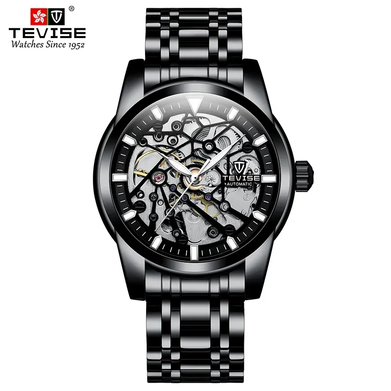 TEVISE 9005E accurate guangzhou men mechanical watch low cost stainless steel strap water resistant keep moving big watch