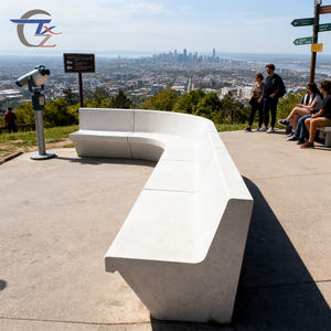 Banca Pública Curva de <span class=keywords><strong>Exterior</strong></span> con Respaldo de Piedra, Material de Hormigón de Alta Densidad Resistente a la Intemperie para Calle y Plaza - Product Image 6