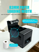 Nueva impresora térmica de recibos de escritorio negra de 80 mm con Bluetooth, Wi-Fi y LAN para supermercados.