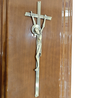Ataúdes de Madera Maciza Estándar Europeo con Paneles Tallados de la Última Cena y Crucifijo Plateado, Ataúdes Funerarios Duraderos y Ecológicos Personalizados