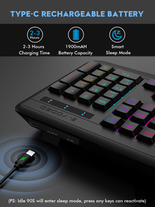 Tri-mode RGB <strong>Gaming</strong> <strong>Keyboard</strong> Backlit <strong>Keys</strong> Rechargeable Ergonomic Silent Computer <strong>Keyboard</strong> with Wrist Rest <strong>Gaming</strong> <strong>Keyboard</strong> - Product Image 5