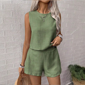 Ropa de <span class=keywords><strong>Mujer</strong></span>, Verano, Nueva Moda, Top Holgado sin Mangas, <span class=keywords><strong>Shorts</strong></span> - Product Image 2