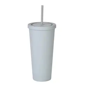 2023 Fashion Matte Straw Tumbler 700Ml Hot Welcomed Water Drinking Tumbler Double Wall In Stock Solid Color For Young People