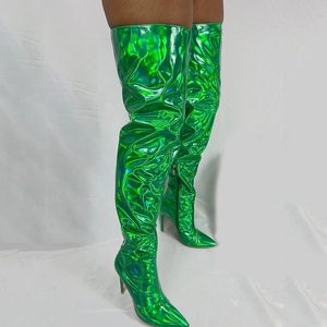 Bottes longues métalliques grande taille 46 pour femme, couleurs et tailles personnalisées, bottes hautes au-dessus du genou, bottines cuissardes pour femme, chaussures en promotion - Product Image 4
