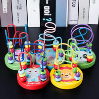 Jouet Éducatif en Bois Montessori Mini Labyrinthe de Perles Cadres de Comptage et Circuit à Billes pour Bébé et Tout-Petit