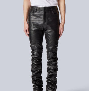 LILUO Jeans in Denim cerato di alta qualità da uomo alla moda <span class=keywords><strong>Skinny</strong></span> da uomo pantaloni in Denim impilati personalizzati con ceretta nera pantaloni da uomo - Product Image 3