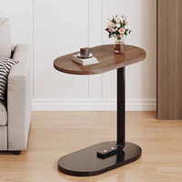 Table basse mobile en chêne avec rangement, design moderne et épuré, plateau en bois massif, structure en acier, aucun assemblage requis