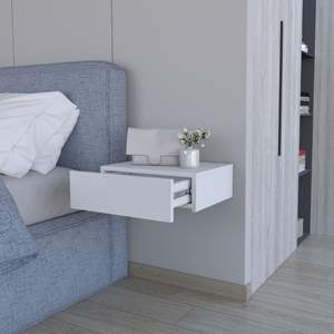 DB Vienna, mesita de noche flotante moderna nórdica montada en la pared, elegante y espacioso cajón de madera maciza, almacenamiento para uso en dormitorio y apartamento - Product Image 5