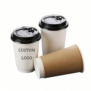 Vasos de Papel Desechables de Doble Pared para Café, Ecológicos, de Grado Alimenticio, de 8oz, 12oz, 16oz y 10oz, Personalizables, con Tapas para Bebidas Calientes, Venta al Por Mayor - Product Image 1