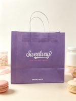 Sac shopping en papier personnalisé imprimé, sac fourre-tout cadeau de marque pour les confiseries et les pâtisseries