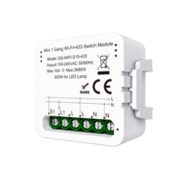 Mini Módulo de Interruptor Inteligente WiFi+433MHz de 2 Canales, Control por Aplicación TUYA, Autoalimentado, Sin Batería, Control Remoto Inalámbrico, Interruptor de Relé para PC de Uso Doméstico