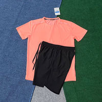 Ensemble de t-shirt et short de sport pour homme, polyester respirant, pour la gym, la course, l'entraînement, le fitness, ensemble décontracté à manches courtes pour l'été