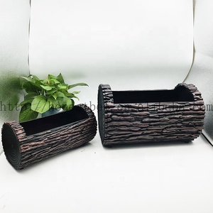 กระถางต้นไม้พลาสติกตกแต่งสไตล์เรียบง่าย ลายเปลือกไม้  กระถางทรงแนวนอนสำหรับปลูกต้นไม้ในบ้านและสวน - Product Image 6