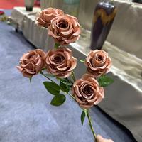 Bunga Mawar Merah Buatan Tangan 6 Tangkai dari Sutra Buatan untuk Dekorasi Pernikahan, Hari Ibu & Kembali ke Sekolah