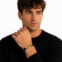 Bracelet en cuir unisexe à fermoir magnétique géométrique européen tendance, vente chaude, boucle punk, personnalisation, couches de PU, tricot, bracelet pour homme