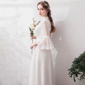 Nuovo Modello 2026 Abito da <span class=keywords><strong>Sposa</strong></span> a Maniche Lunghe da Donna Stile Francese <span class=keywords><strong>Vintage</strong></span> Petite per Viaggi Fotografici e Accoglienza Ospiti - Product Image 4
