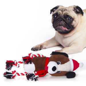 PELUCHE DE NOËL 2024-SHAGGY SANTA <span class=keywords><strong>ST</strong></span>.<span class=keywords><strong>BERNARD</strong></span> AVEC MEMBRES DE CORDE-CHOCOLAT Corde en peluche pour chien marron + jouets en peluche personnalisés - Product Image 5