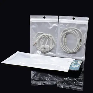 in stock Resealable Waterproof Clear Window plastic Zip lock poly Packaging bag with hang hole