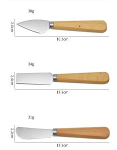 3 Piece Wooden Handle <b>Knife</b> Set Stainless Steel Blade Pizza Tools Kitchen Essential for Cheese Lovers and Home Chefs - Product Image 2