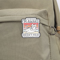 Broche en émail à thème animalier avec texte humoristique 'Late Excuse Cat', pour vêtements et sacs, badge décoratif