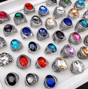 Elmas yüzük klasik hayvan bakır düğün bantları veya yüzükler taş kristal yüzük alaşım erkekler Unisex N/A Mixeicentique kırmızı ve mavi - Product Image 1