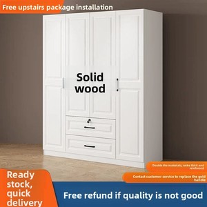 Solid Wood Minimalist Modern Multi-layered <strong>Wardrobe</strong> Home Use <strong>Storage</strong> Cabinet Bedrooms Rental <strong>Units</strong> Simple Chirldens Assembly - Product Image 3