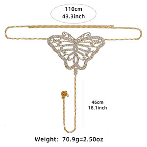 BINSHUO - Cadena de cuerpo sexy de aleación con diamantes de imitación brillantes y mariposa chapada en oro para bikini y lencería - Product Image 5