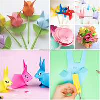 Kertas Warna-warni Aman untuk Anak 10 Warna Campuran Permen  Tidak Beracun untuk Kerajinan Tangan TK Origami Kertas Bunga Jendela