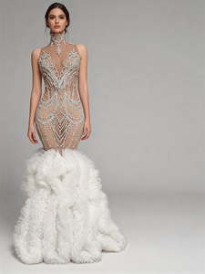 Elegante strass senza maniche compleanno matrimonio ospite abito da sirena da donna abito da ballo da sera abito da ballo per donna - Product Image 2